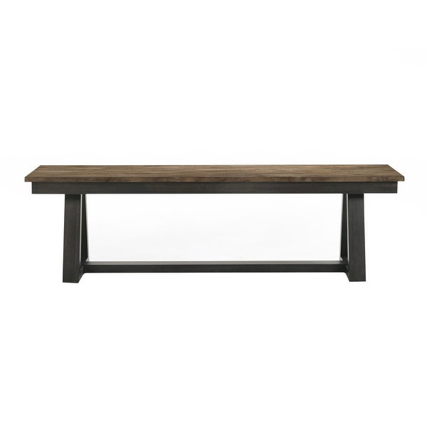 Harper Backless Bench with Trestle-styled Base， Brushed Brown and Pecan