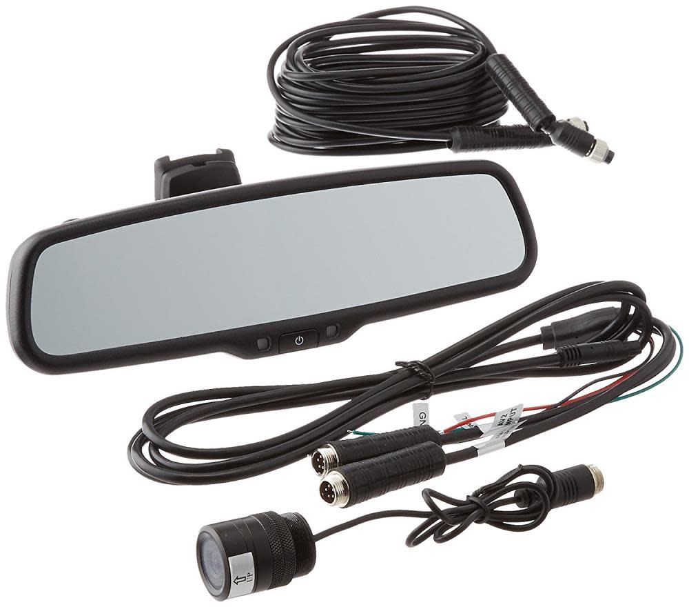 Backup Camera System with Flush Mount Camera and Mirror Monitor