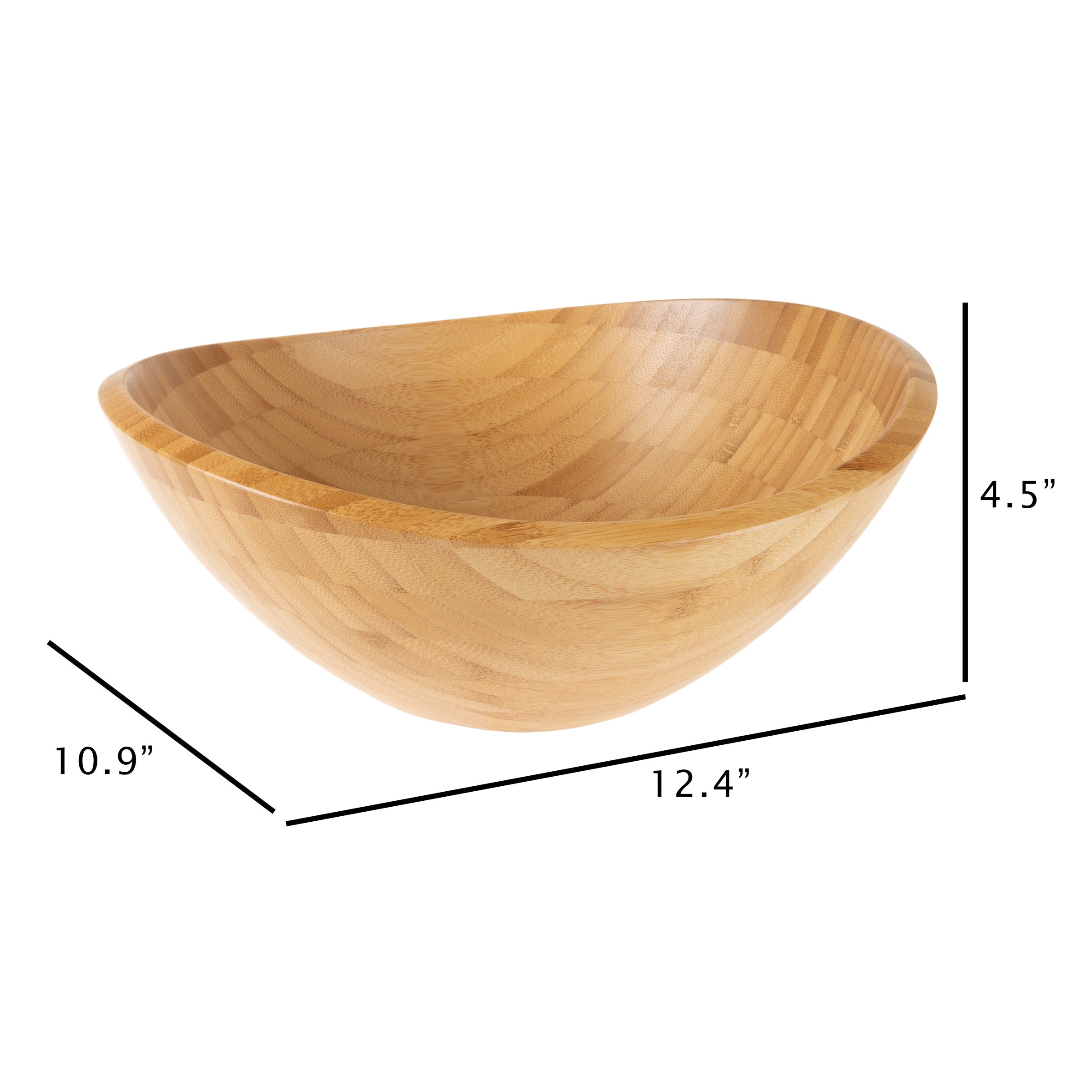 Classic Cuisine Large Bamboo Serving Bowl - Oval Wood Dish for Salad