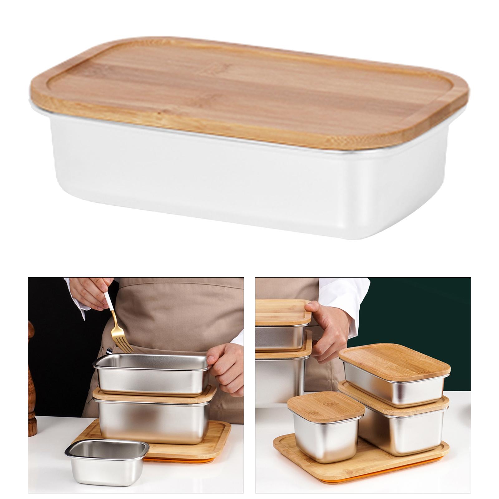 Butter Dish with Lid Extra Large Keeper with Bamboo Lid Cover for Microwave Butter Storage Container for Countertop Refrigerator - 600ml