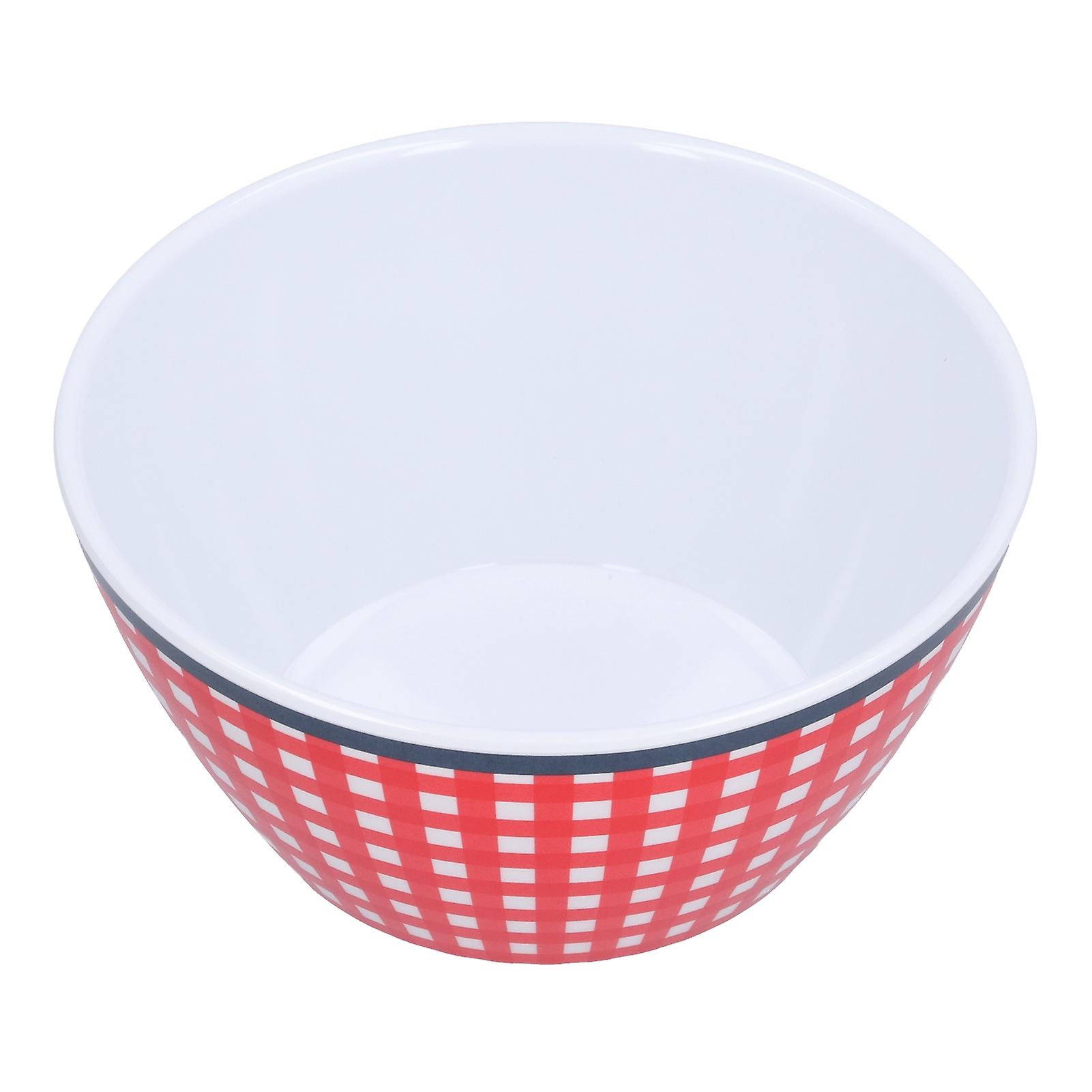 Melamine Salad Plate Dinner Fruit Plate Thickened Snack Bowl Dessert Cake Fruit Bowl for Baking Table DecorationRed Grid