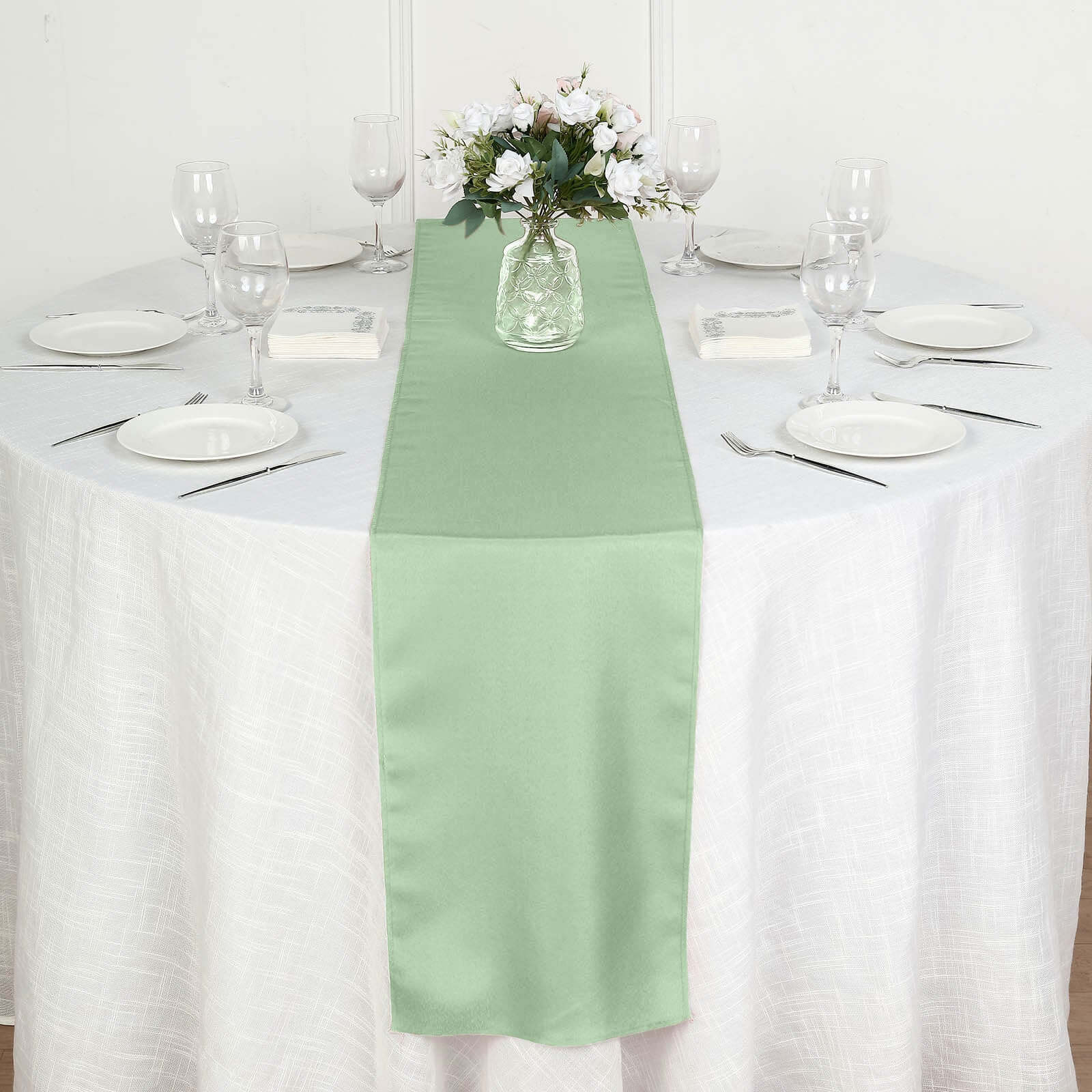 Sage Green Polyester Table Runner 12