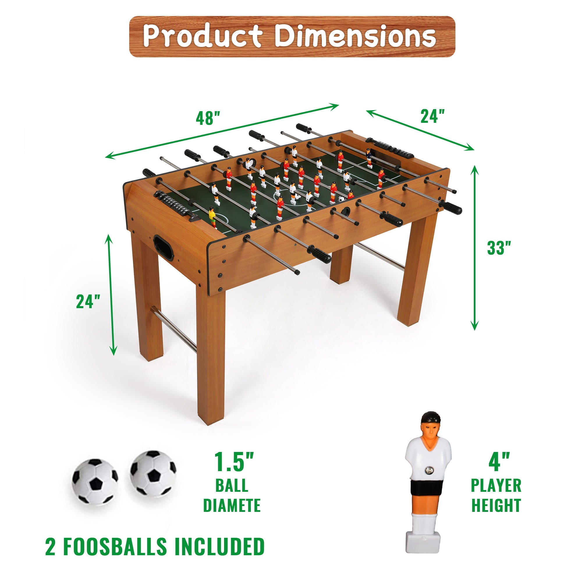 KARMAS PRODUCT 48 Inch Foosball Table Game,Competition Sized Wooden Soccer Games Table for Adults,Kids, Families- Game Rooms Arcades Pub Bars Parties, Oak