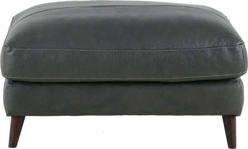 Caruso Gray Leather Cocktail Ottoman