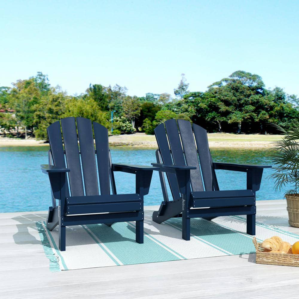 WESTIN OUTDOOR Addison Navy Blue Folding Plastic Outdoor Adirondack Chair