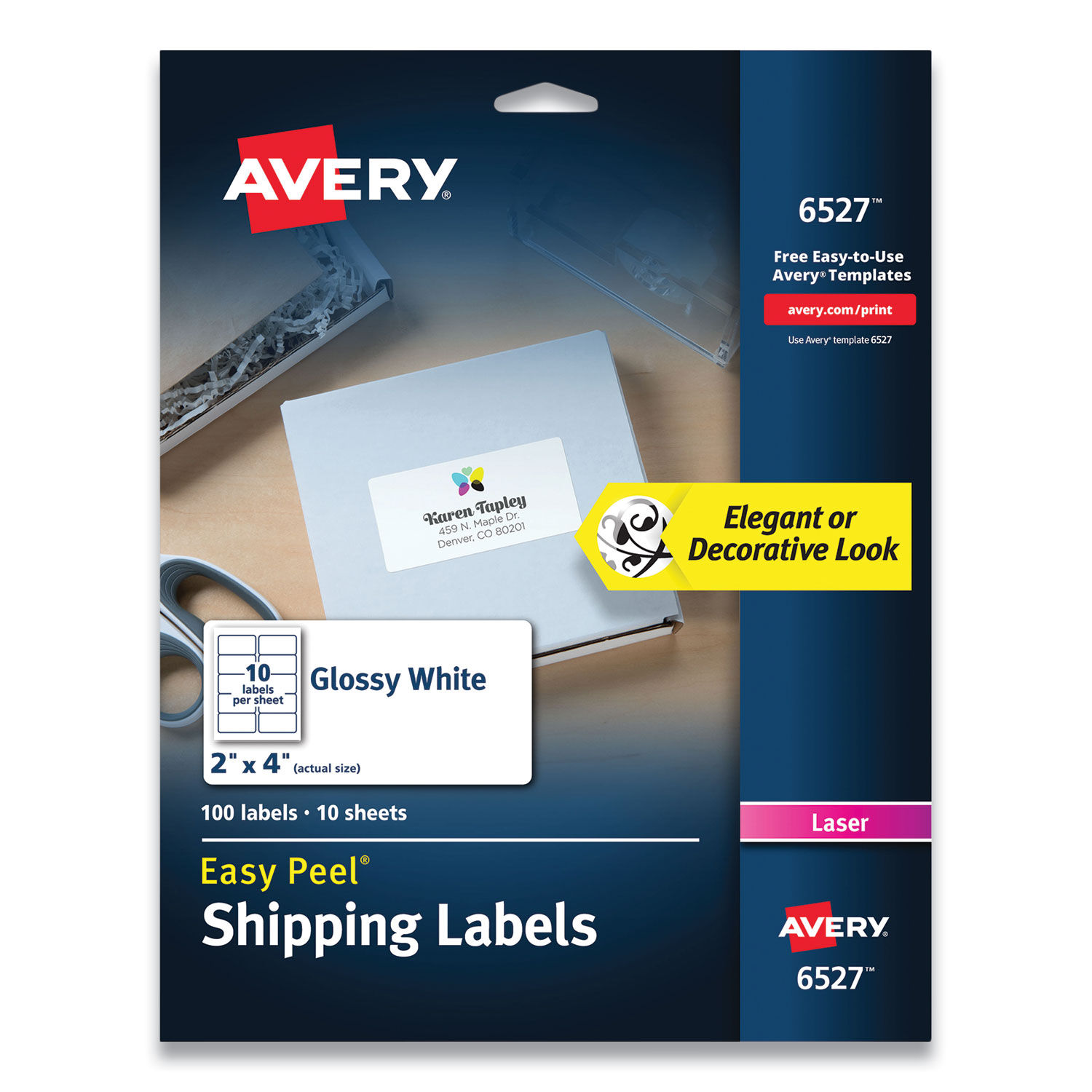 Glossy White Easy Peel Mailing Labels with Sure Feed Technology by Averyandreg; AVE6527