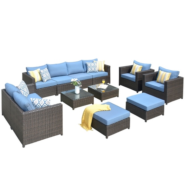 OVIOS Patio 12piece Wicker Deep Seat Furniture Set