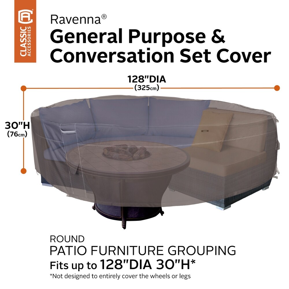 Classic Accessories Ravenna Water Resistant General Purpose and Conversation Set Cover  128 in. DIA x 30 in. H