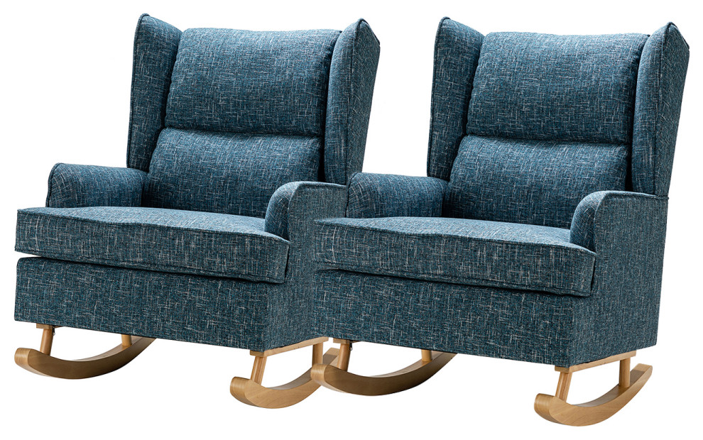 Upholstery Wingback Rocking Chair  Set of 2   Transitional   Rocking Chairs   by Karat Home  Houzz