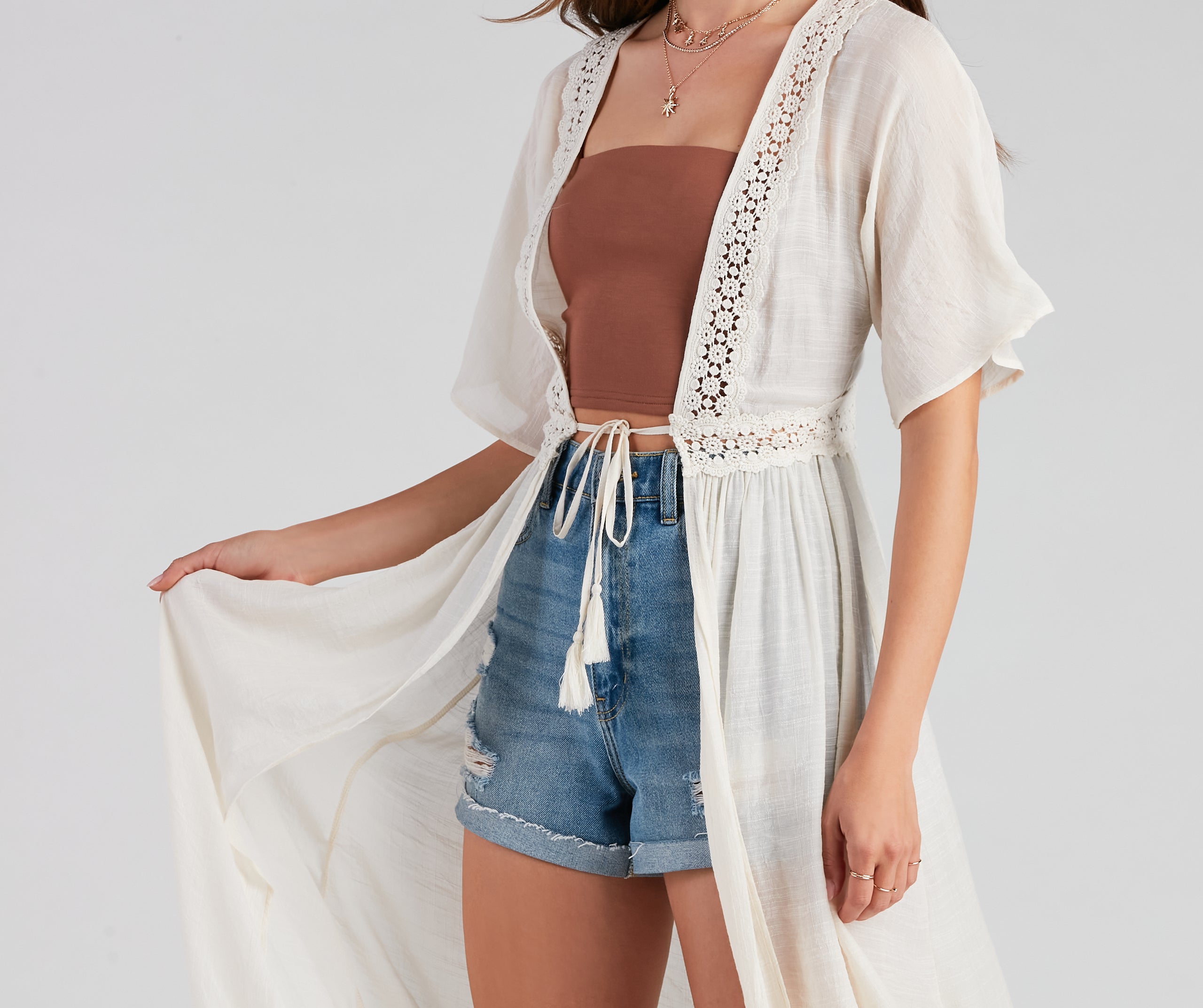 Hampton Vacay Crochet Trim Duster