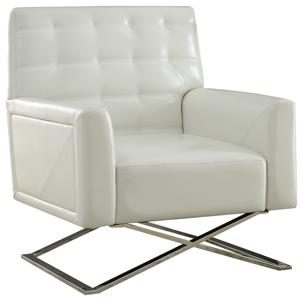 ACME Rosa White Accent Chair  Stainless Steel   Contemporary   Armchairs And Accent Chairs   by Acme Furniture  Houzz