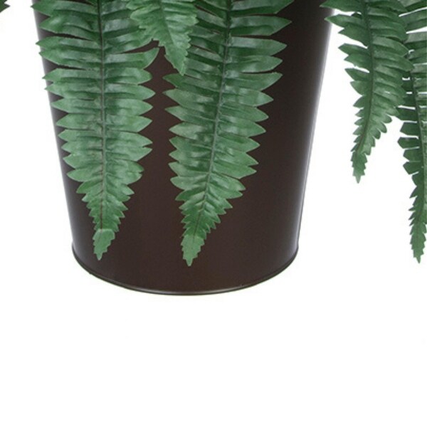 Faux Fern in Round Zinc Planter