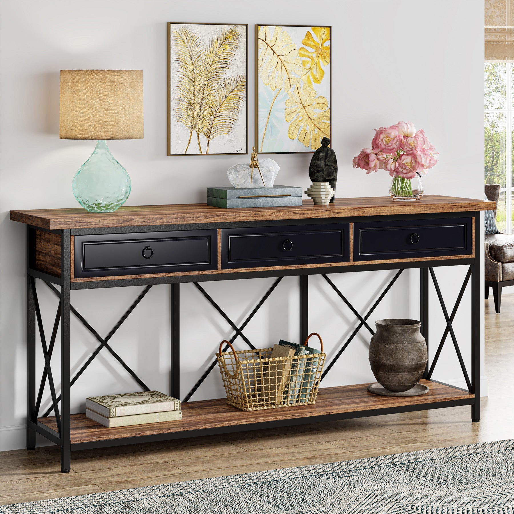 3-Drawer Console Table, 70.8