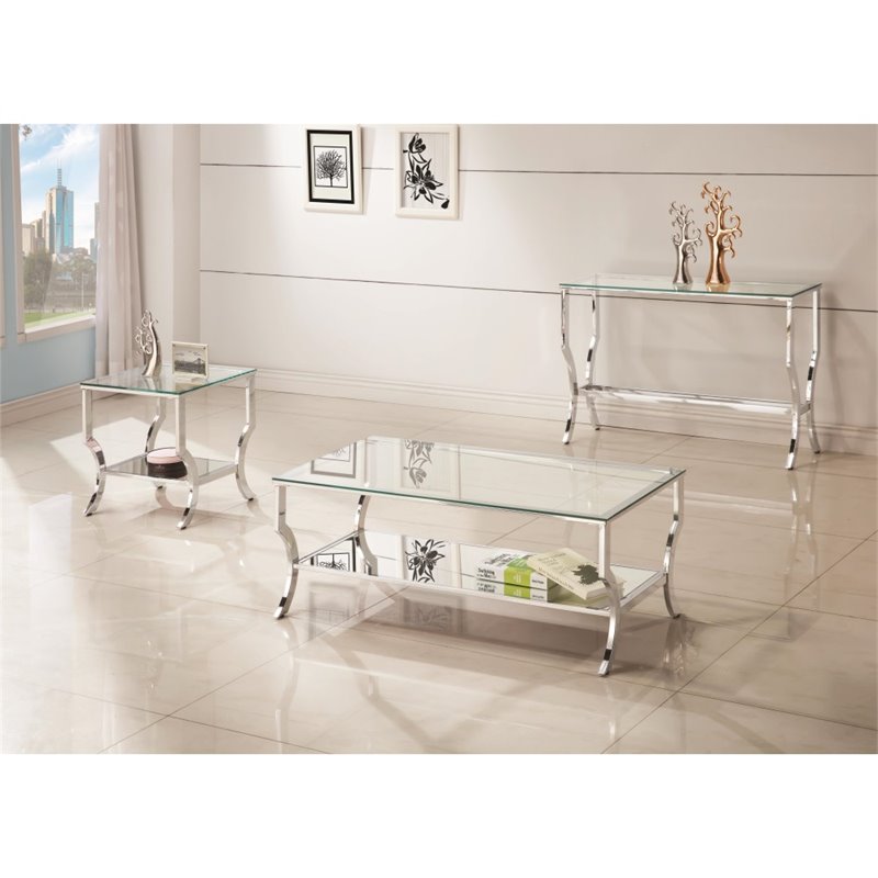 Kingfisher Lane Glass Top Coffee Table in Chrome