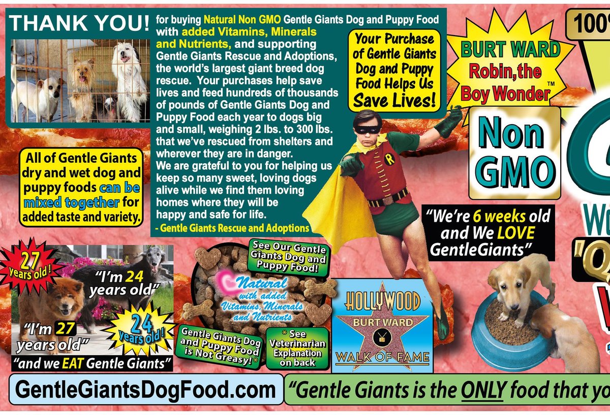 Gentle Giants Natural Non-GMO Dog and Puppy Beef and Bacon Dry Dog Food， 24-lb bag