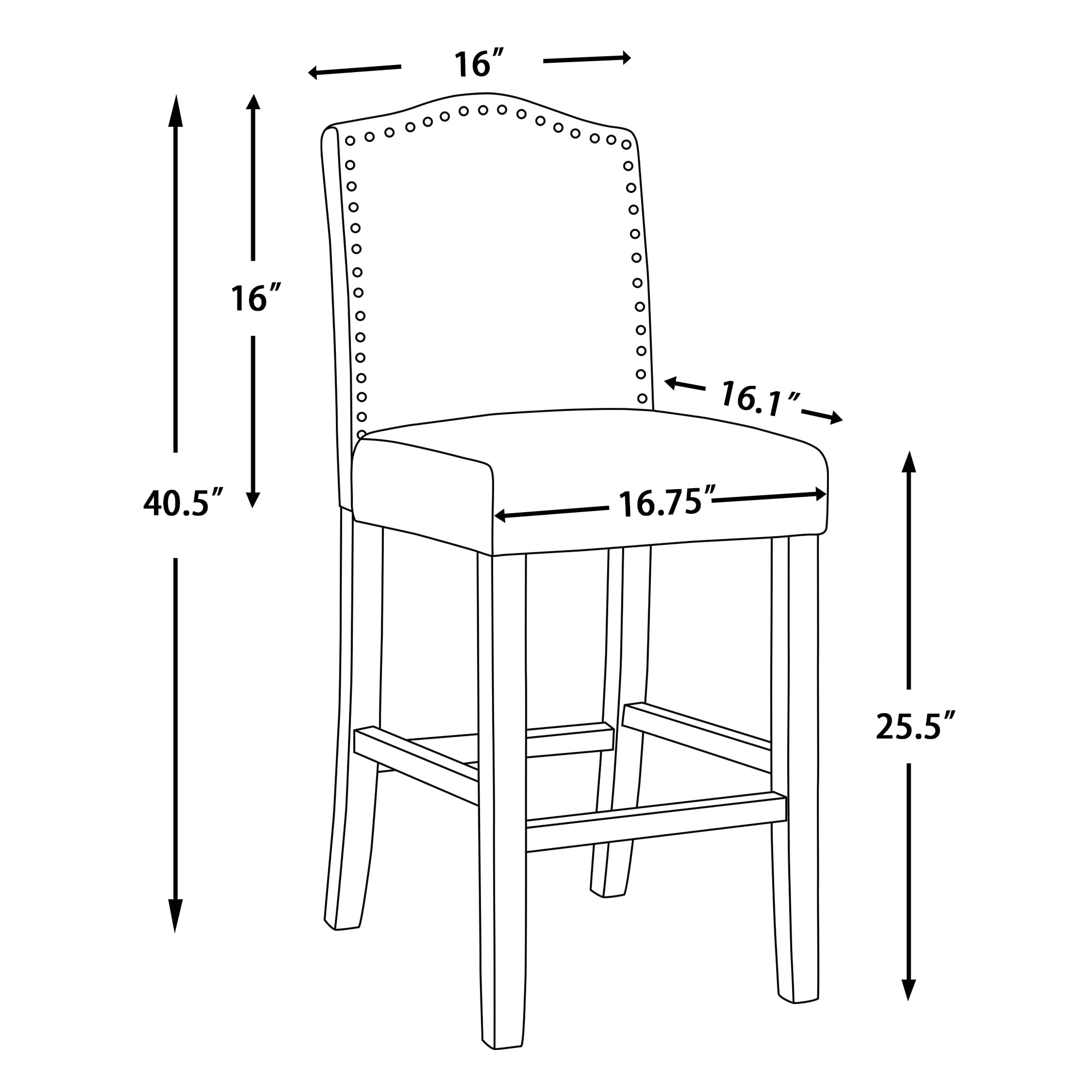 Fabric Upholstered Gray Counter Height Dining Chair with Nailhead Trim，Set of 2