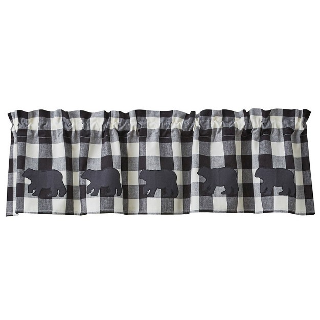 Park Designs Buffalo Check Bear Applique Valance 14 quot l Black amp Cream