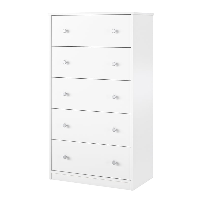 Ameriwood Home Ellwyn Tall 5 Drawer Dresser in White