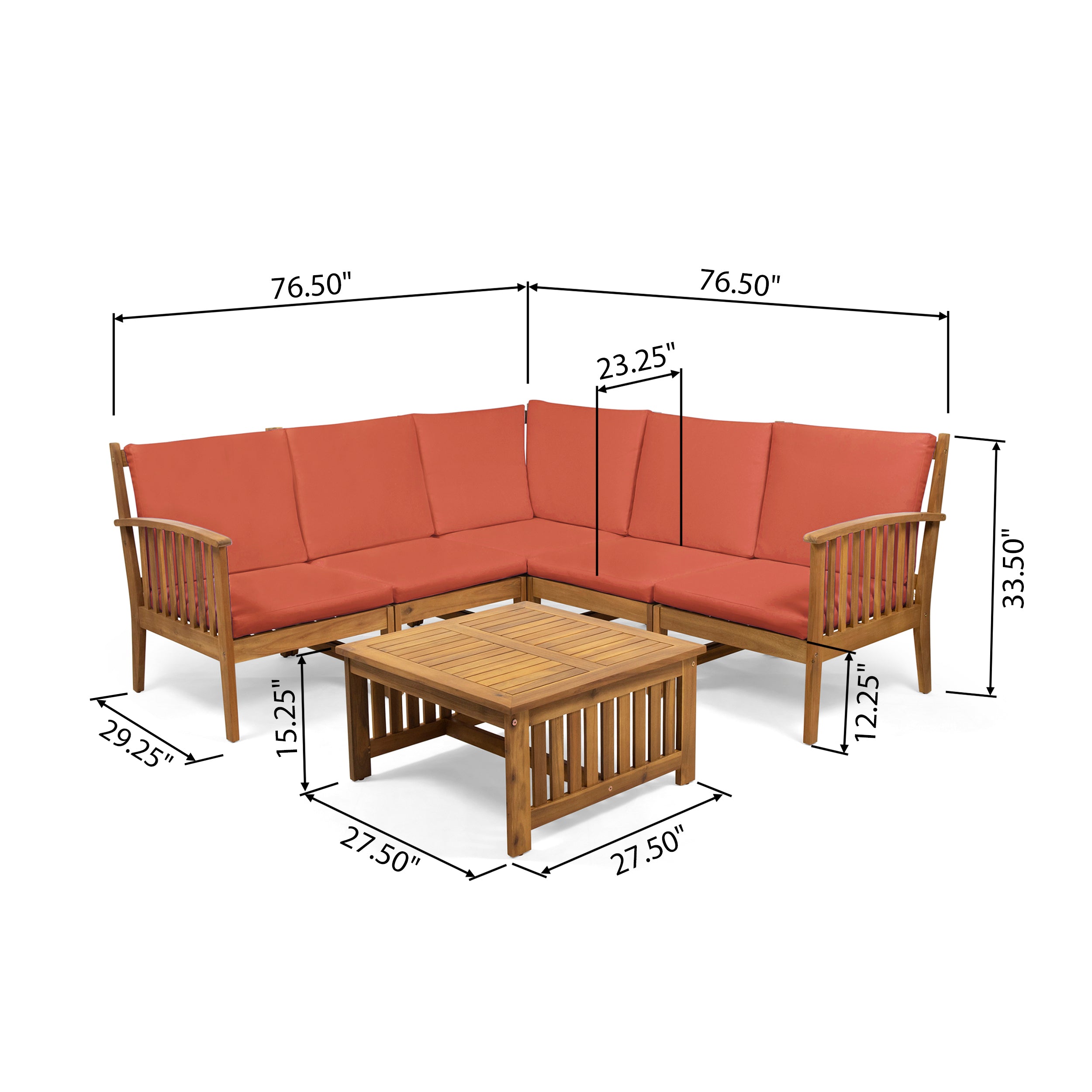 Maud Outdoor 5 Seater Acacia Wood Sofa Sectional Set