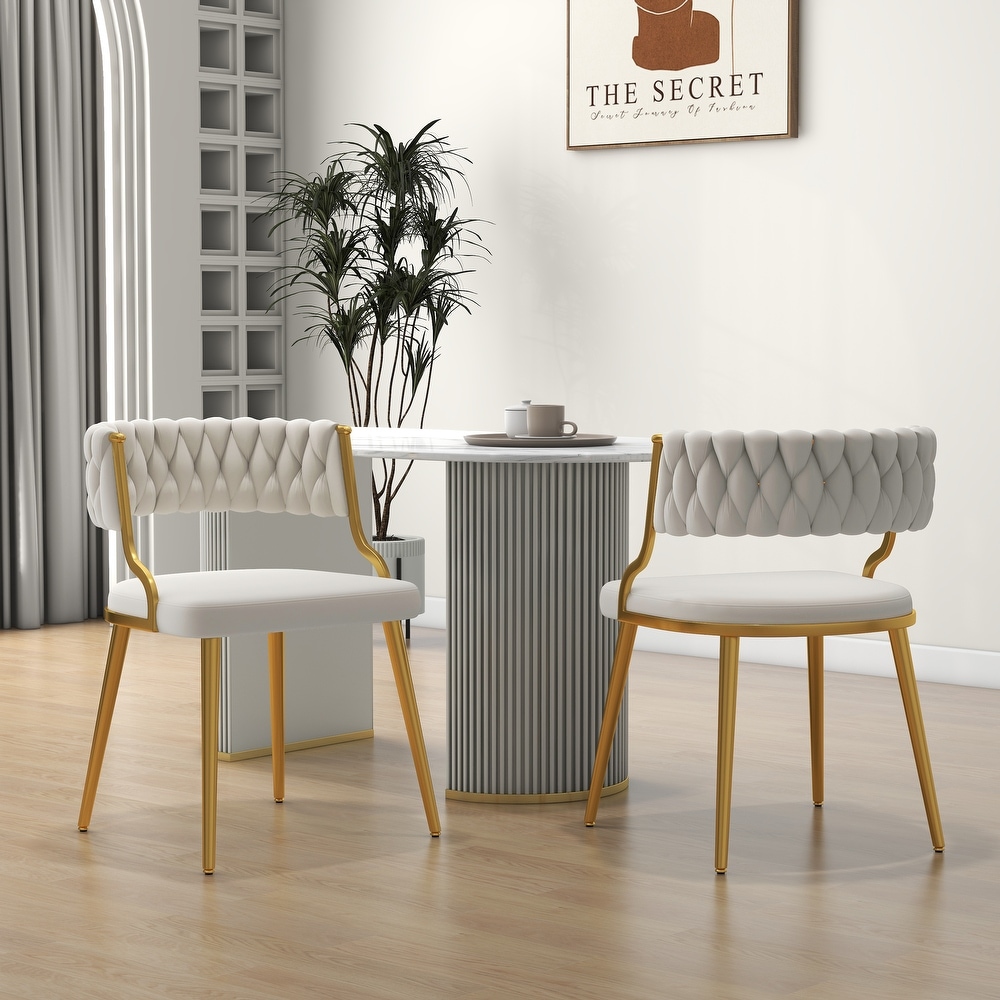 2PACK Upholstered Dining Chairs with Woven Back