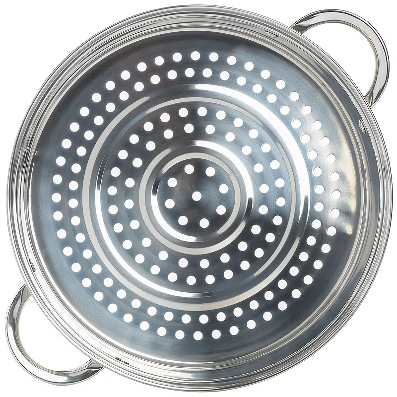 Oster Cocina Sangerfield 3 Piece 11 Inch Stainless Steel Everyday Pan with Steamer and Lid