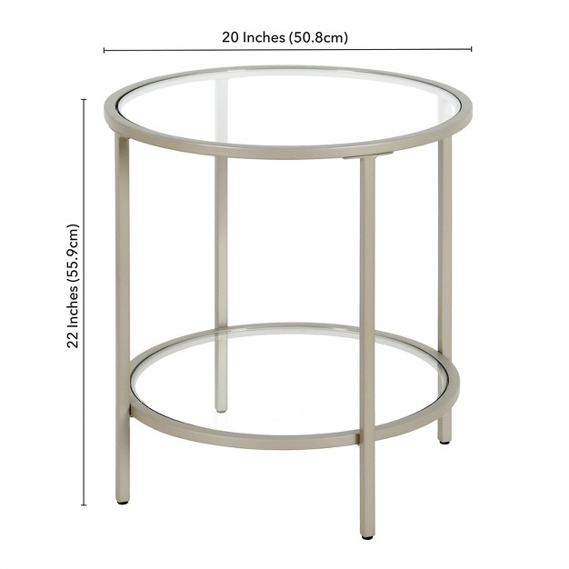 20 Inches Satin Nickel Metal glass Side Table Henn amp hart