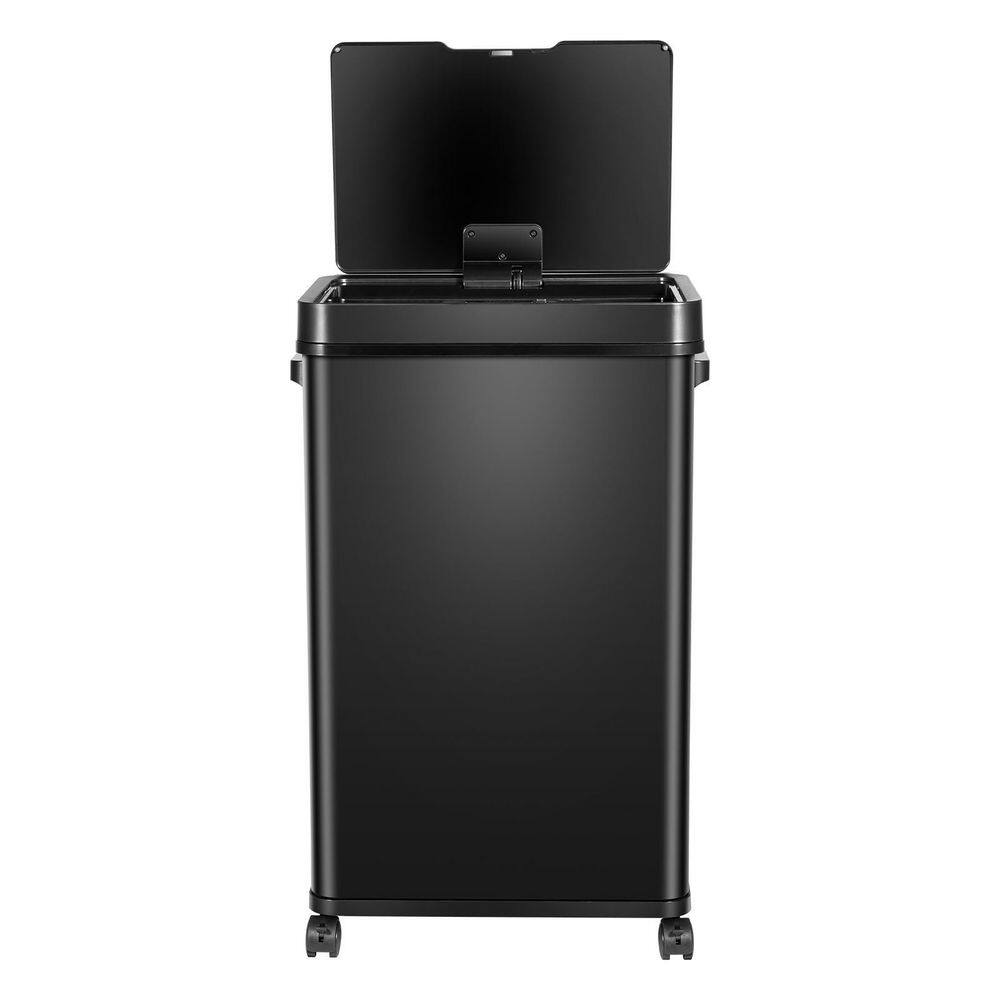 eModernDecor CozyBlock 18 Gal. Black Steel Automatic Trash Can Touchless Motion Sensor Bin Soft Close Lid 68 l Large Capacity HN-ZN02-18-BLK