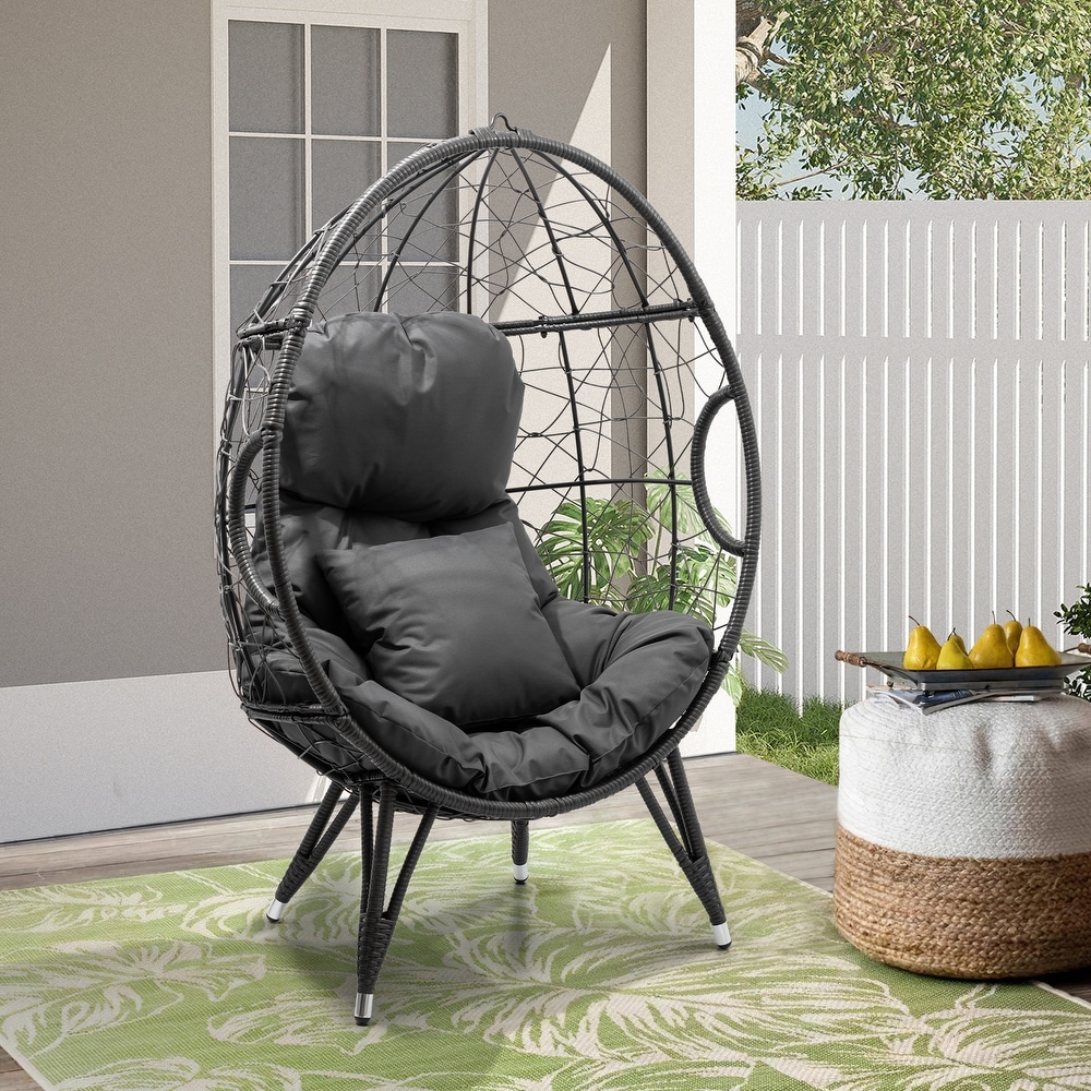 Pellebant Outdoor Wicker Egg Chair with Cushion