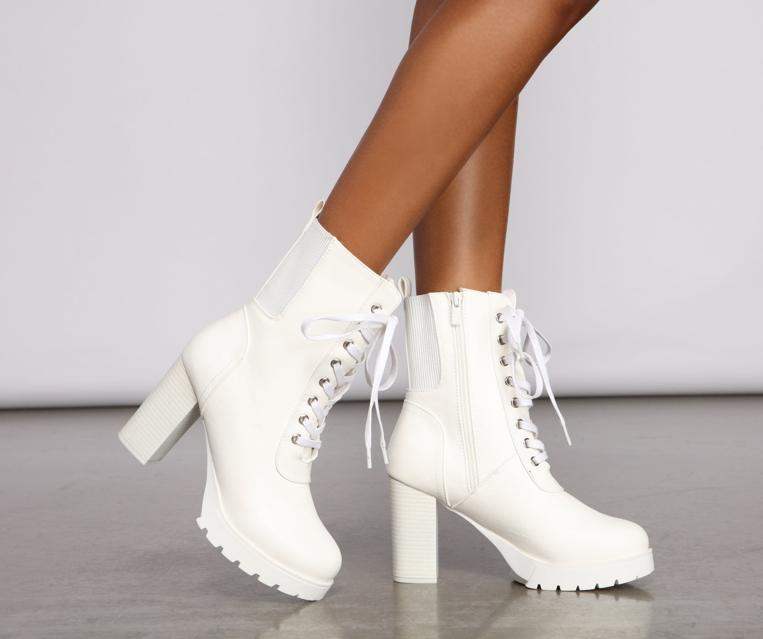 Step Out In Style Faux Leather Combat Booties