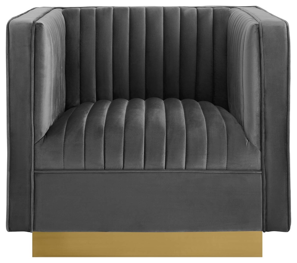 Modern Living Tufted Armchair Accent Chair  Velvet Fabric Metal   Contemporary   Armchairs And Accent Chairs   by House Bound  Houzz