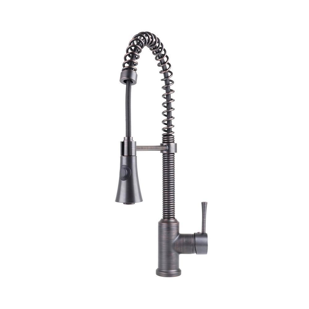 Fontaine by Italia Residential Spring Coil Pull Down Kitchen Faucet with Cone Spray Head in Oil Rubbed Bronze N96565C-ORB