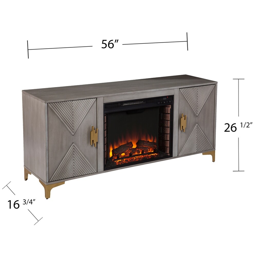 SEI Furniture Lillyvale Contemporary Media TV Stand with Electric Fireplace Insert and Storage