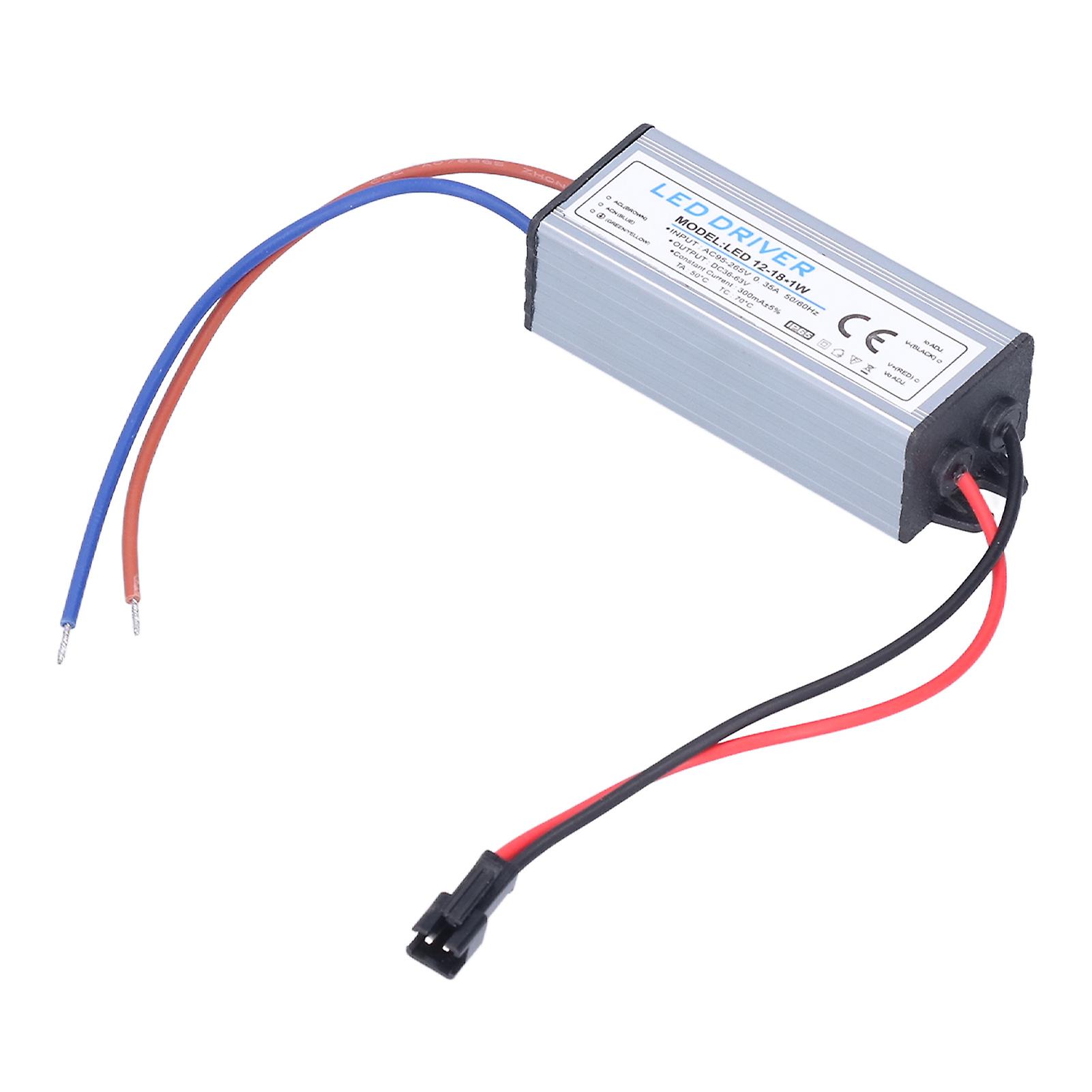 12‑18X1W 300mA LED Driver AC95‑265V/DC36‑63V Waterproof LED Power Driver for LED Light Strips