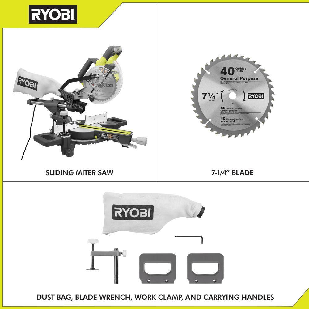 RYOBI 10 Amp Corded 7-14 in. Compound Sliding Miter Saw TSS702