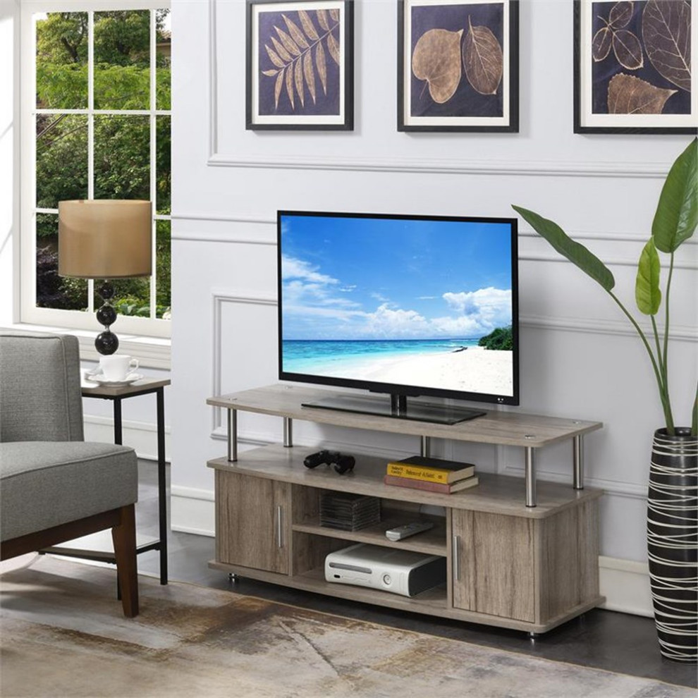 Pemberly Row 47 quotTV Stand in Off White   Transitional   Entertainment Centers And Tv Stands   by Homesquare  Houzz