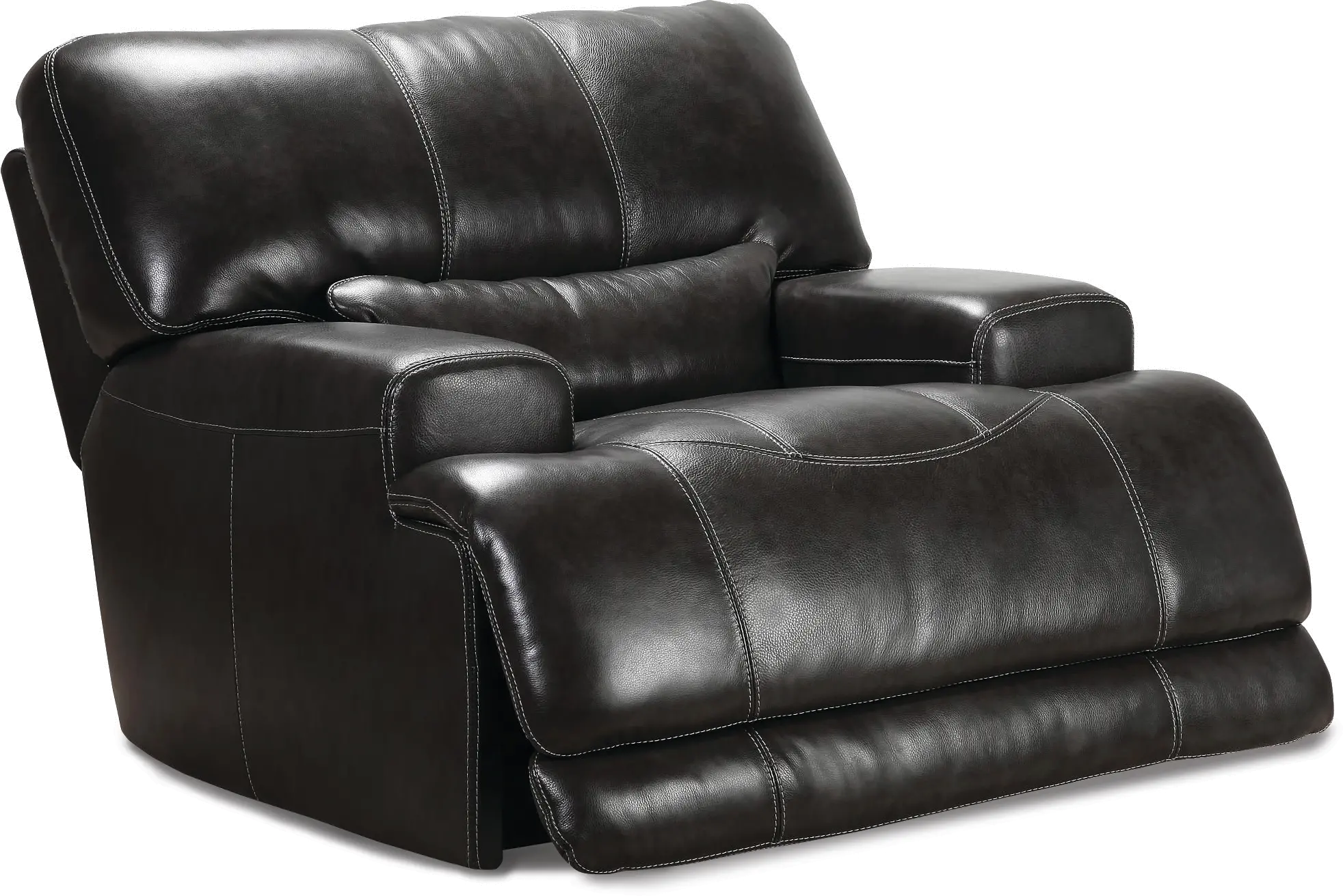 Stampede Charcoal Leather-Match Power Recliner