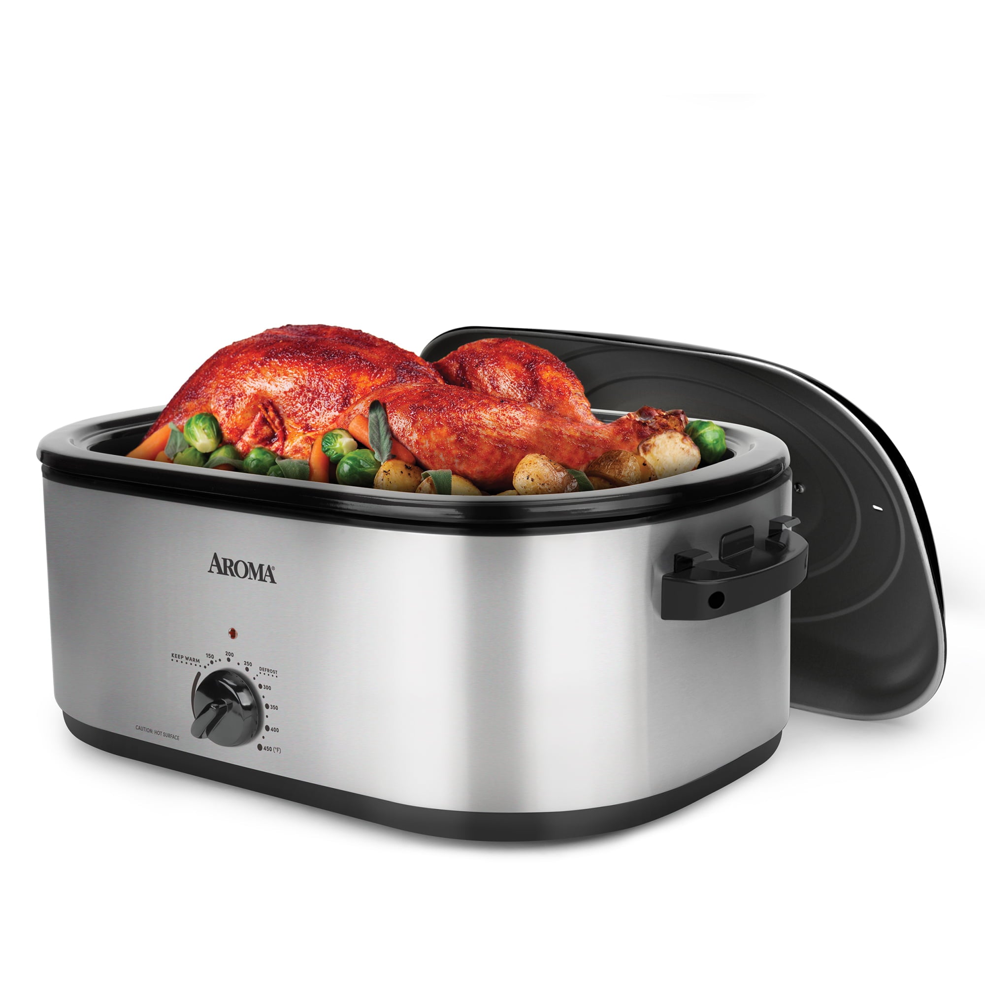 Aroma 22 Quart Electric Roaster Oven Stainless Steel with Self-Basting Lid, ART-712SB