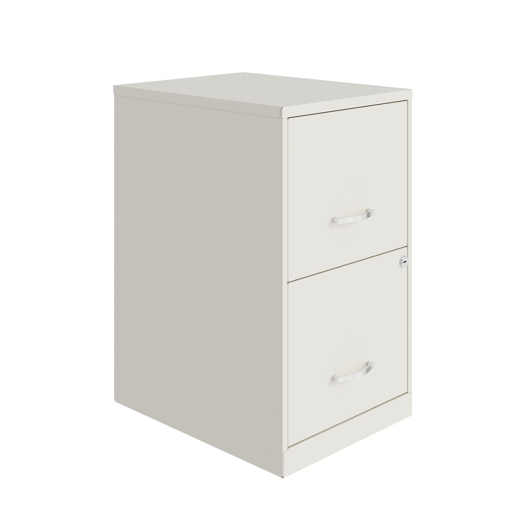 Space Solutions 18in. 2 Drawer Metal File Cabinet  Pearl White