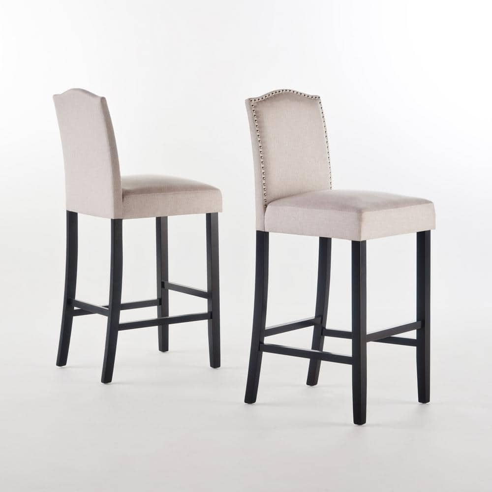 Noble House Darren 45 in. Wheat Upholstered Bar Stool (Set of 2) 21180