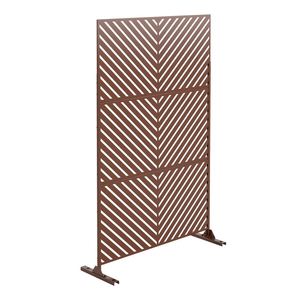 NEUTYPE 74.8 in. Galvanized Steel Privacy Screen Garden Fence in Brown A-GE04073