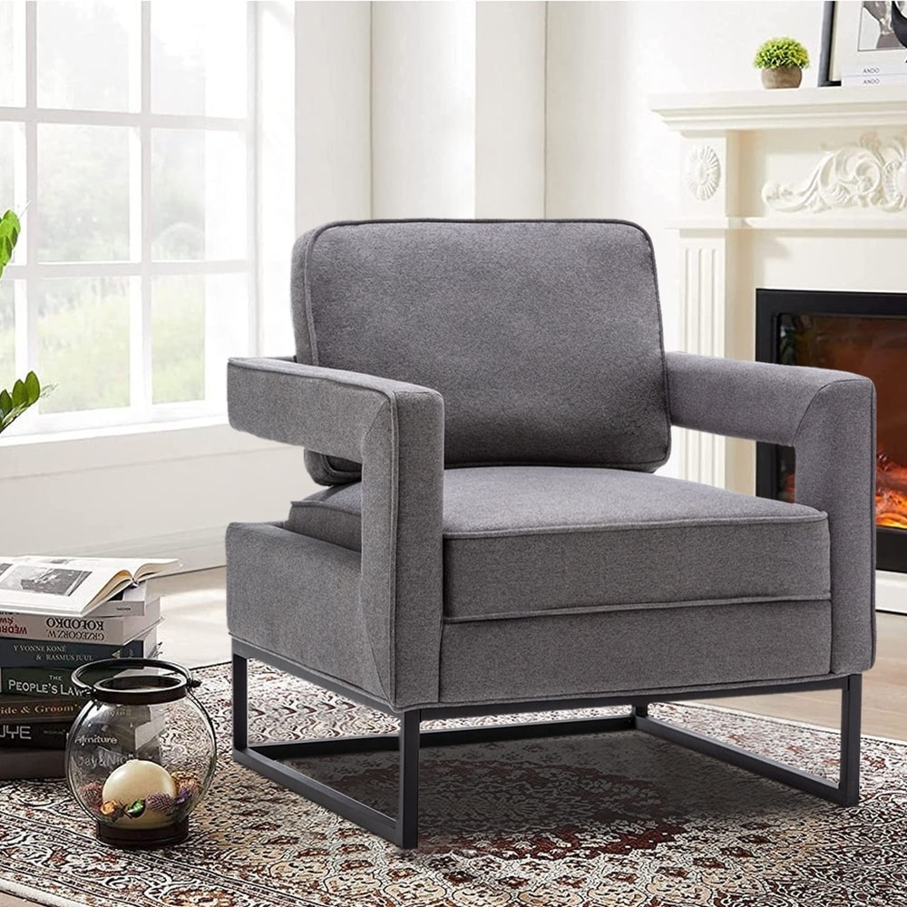 Modern Arm Accent Chair  Mid Century Living Room Chair Upholstered Lounge Chair