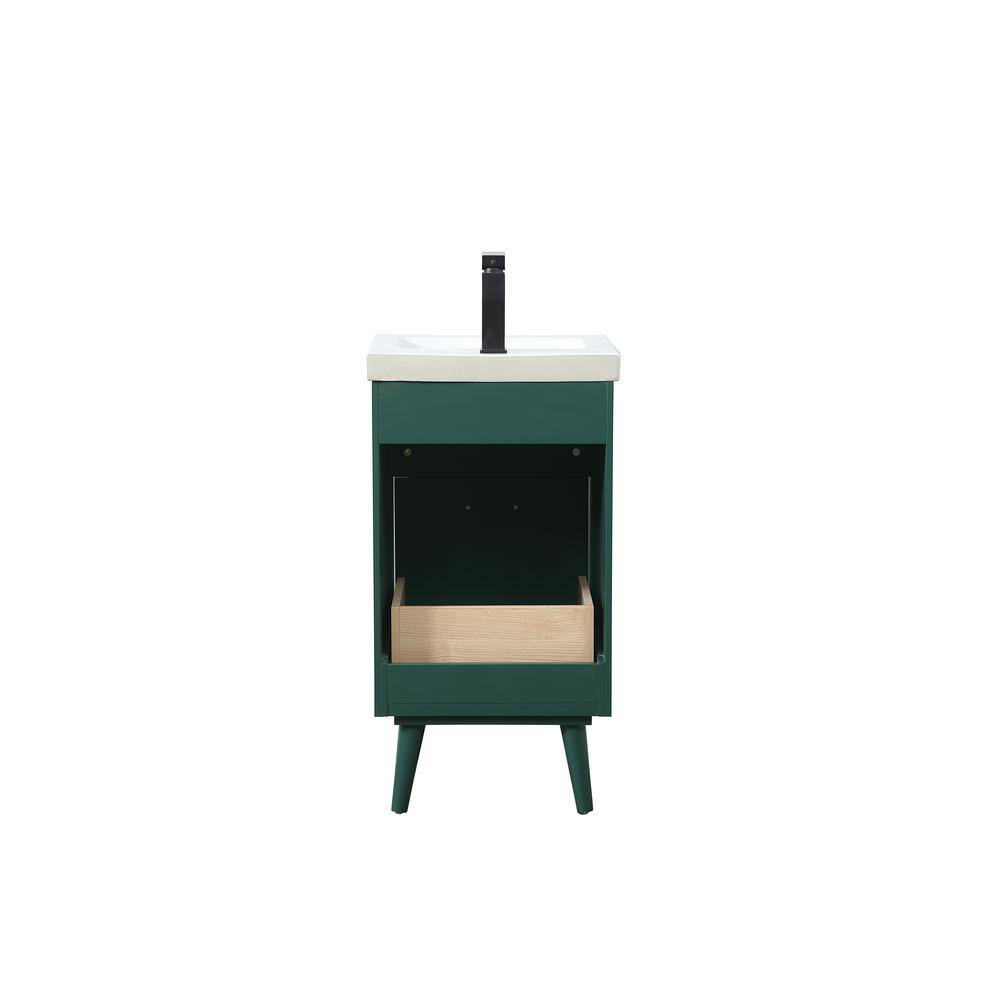 Simply Living 18 in. W x 15 in. D x 33.5 in. H Bath Vanity in Green with White Resin Top SL123054MGN