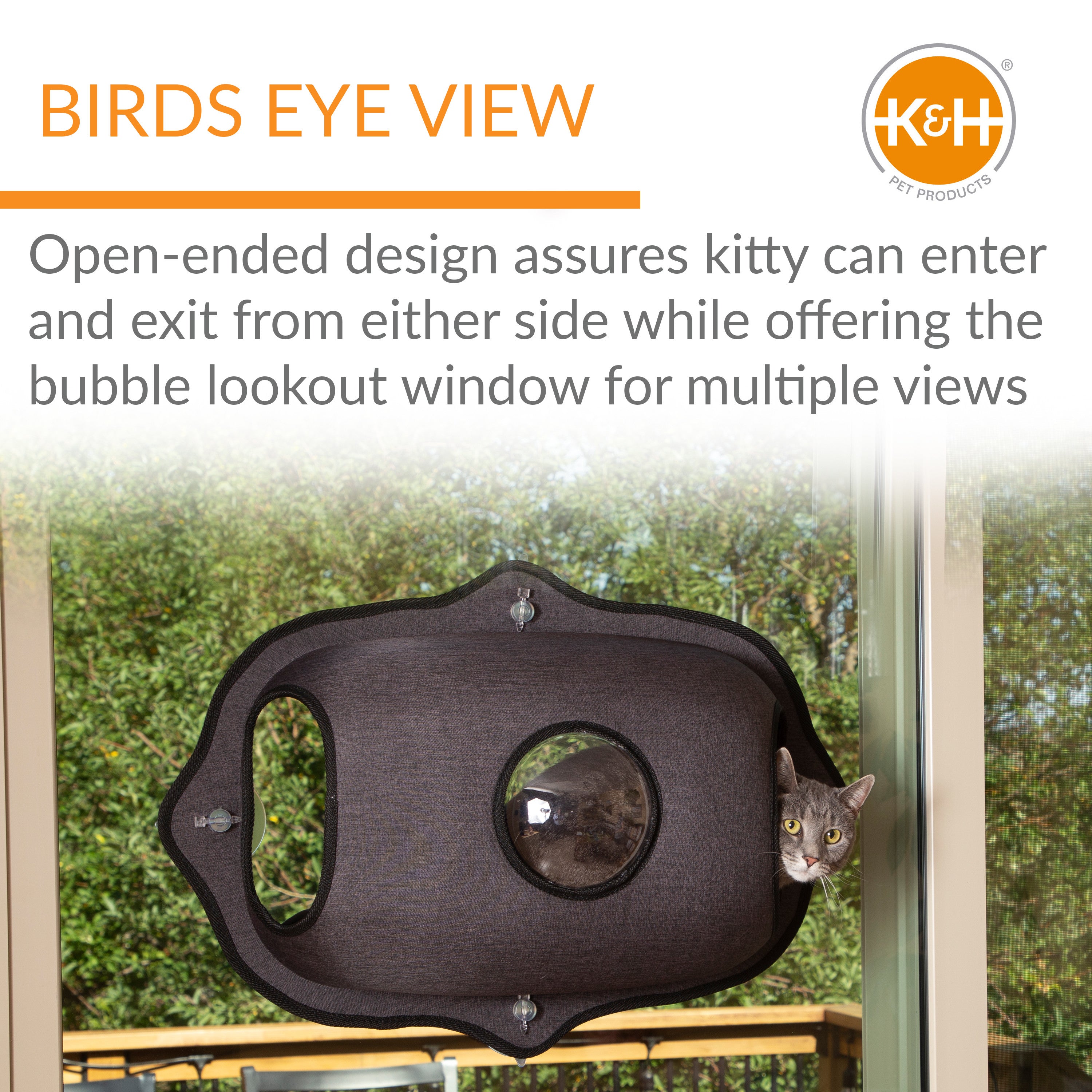 KandH Pet Products EZ Mount Window Bubble Pod Kitty Sill Classy Dark Gray 27 X 20 Inches