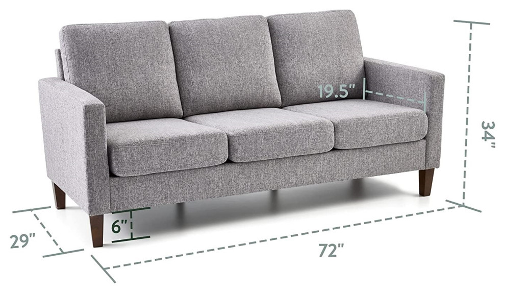 Modern 3 Seater Sofa  Tapered Legs With Cushioned Seat  ampTrack Arms   Midcentury   Sofas   by Declusia  Houzz