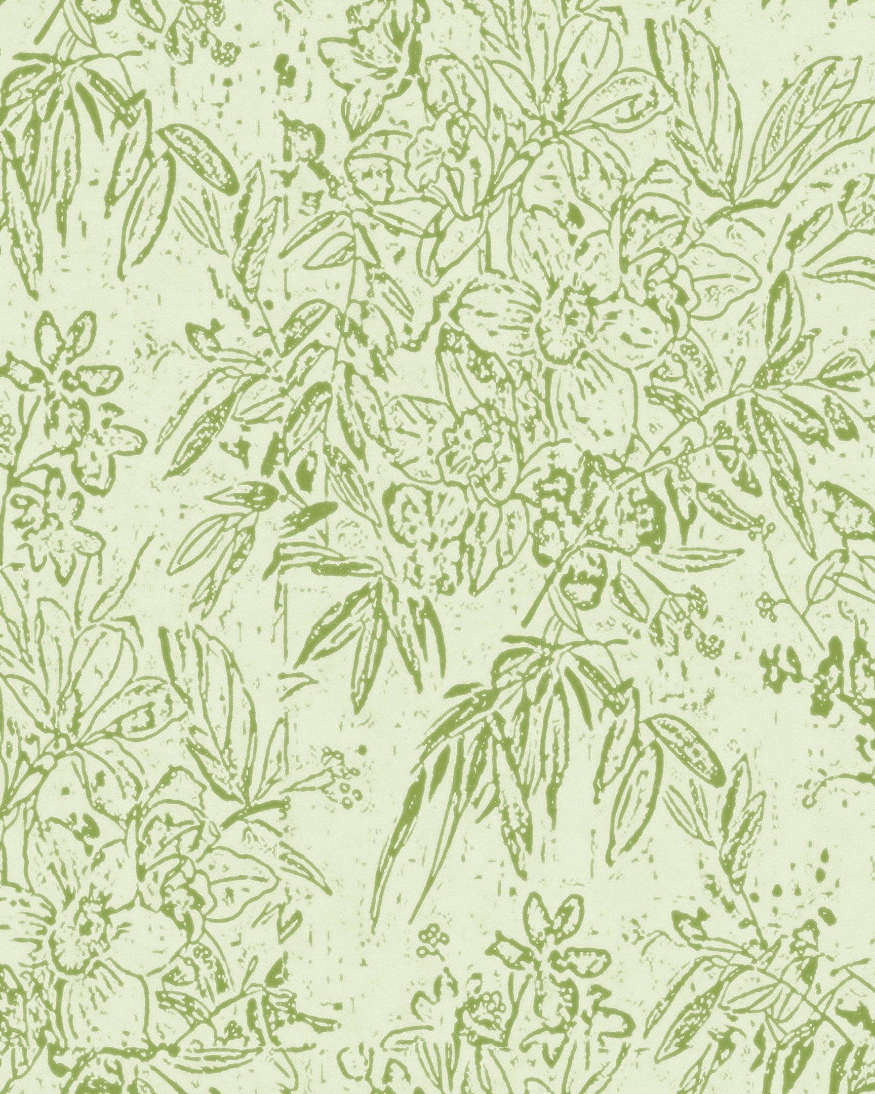 Cherry Orchard Wallpaper in Green from the Complementary Collection by Mind the Gap