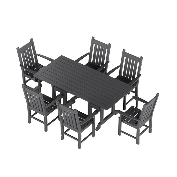 Polytrends Laguna Hdpe All Weather Outdoor Patio Dining Set with Rectangle Table，Arm Chairs (7Piece Set)