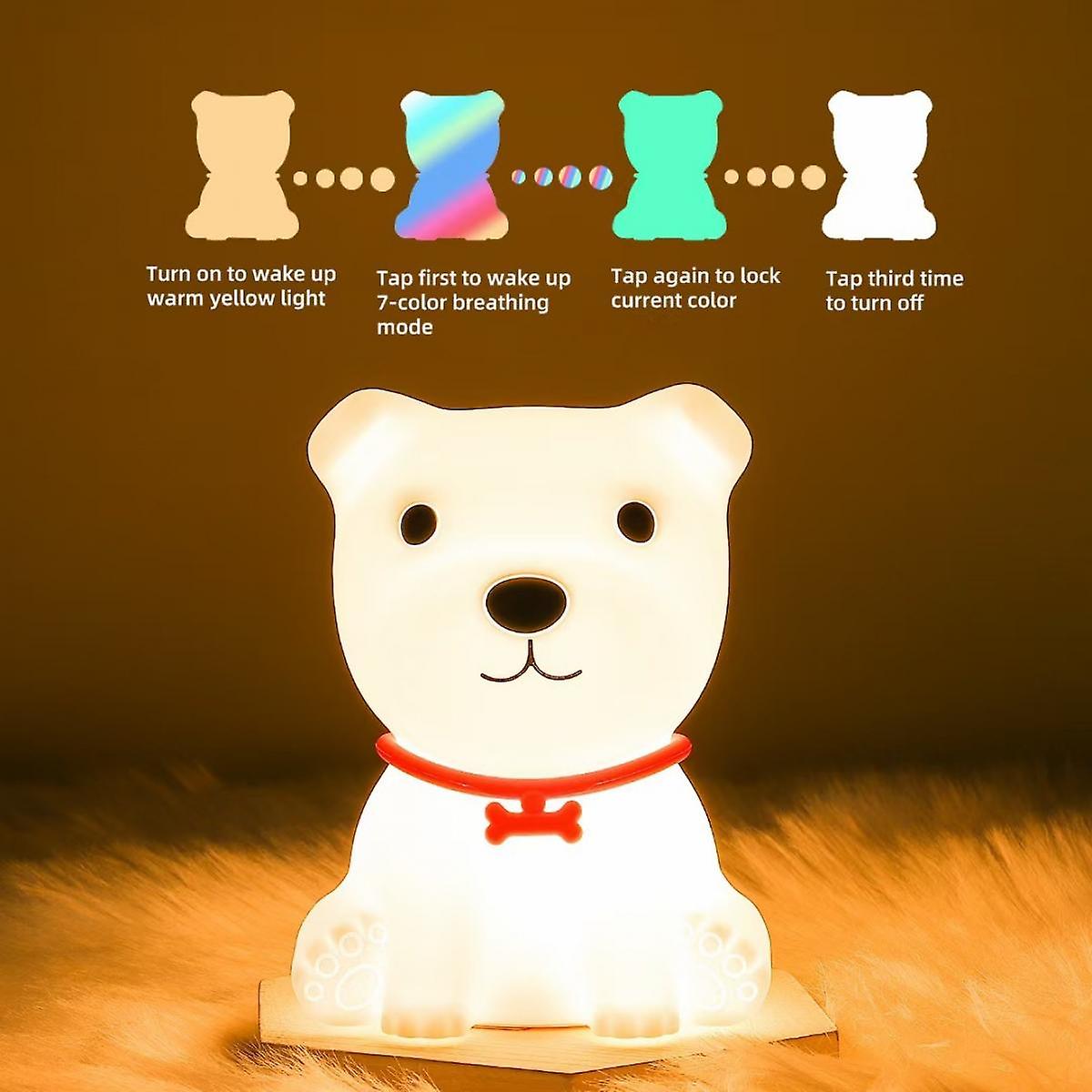 Puppy 7 Color Changing Night Lamp，night Light Room Decor， Soft Silicone Night Light For Baby Girl， Cute Birthday Christmas Gift