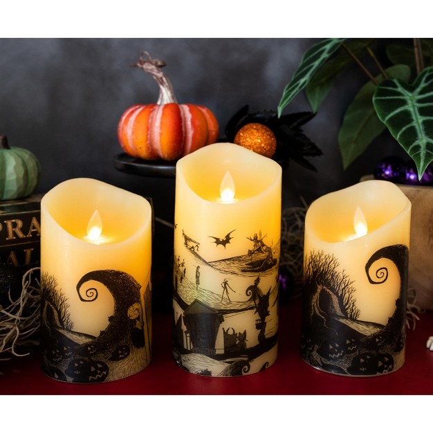 Ukonic Disney Nightmare Before Christmas Led Flickering Flameless Candles Set Of 3