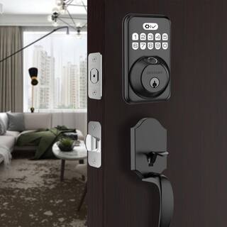 Defiant Single Cylinder Square Electronic Deadbolt Matte Black with Biometric Fingerprint and Keypad DK02A-MB