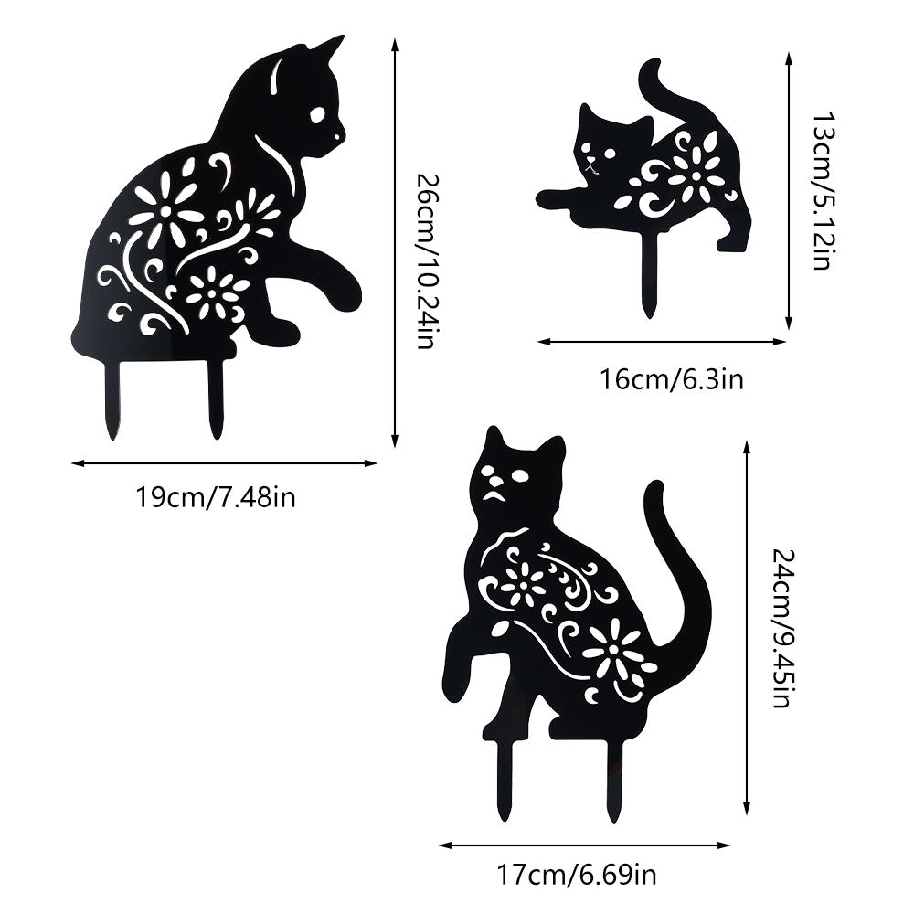 Miuline 3 Pack Black Cat Silhouette Garden Statues Decorative Outdoor Statues Animal Stakes for Yard Decor Lawn